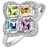 Женское серебряное кольцо с хризолитом, аметистом, топазом, цитрином и куб. циркониями - фото 1