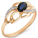 Женское золотое кольцо с бриллиантами и сапфиром, 1636630