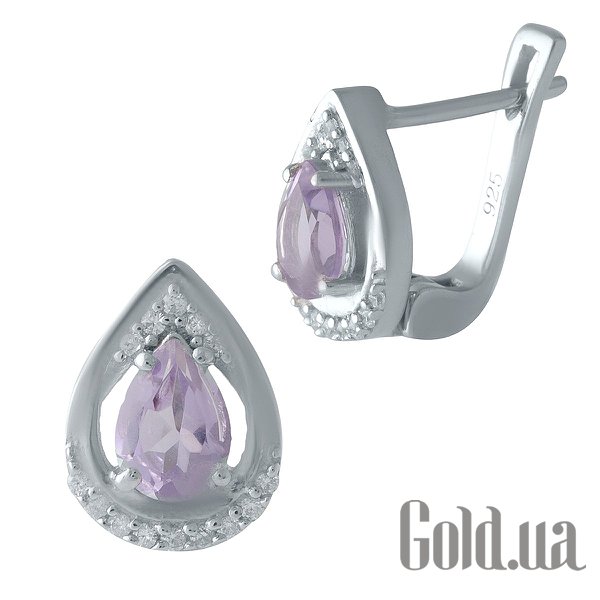 

Серьги Fresh Jewelry, Серебряные серьги с аметистами и куб. циркониями