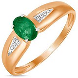 Женское золотое кольцо с бриллиантами и изумрудом, 1700886