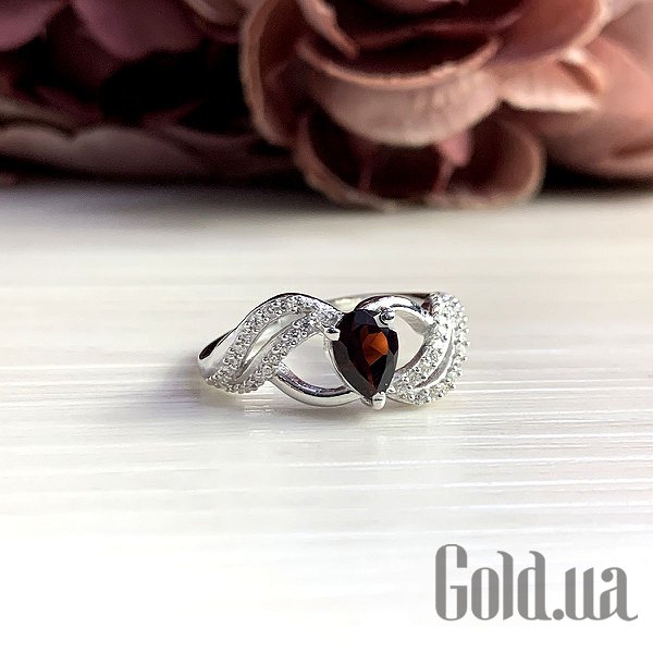 Каблучка Fresh Jewelry Жіноча срібна каблучка з куб. цирконіями і гранатом, 18