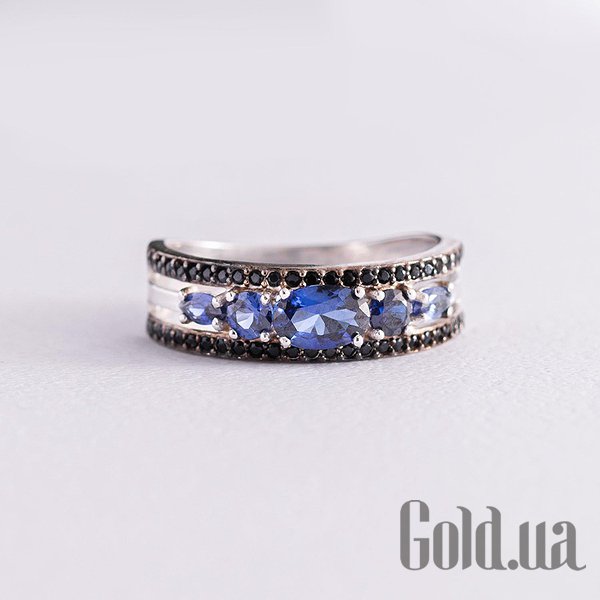 

Женские кольца Украина, Женское серебряное кольцо с куб. циркониями и сапфирами, 17