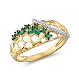 Женское золотое кольцо с бриллиантами и гранатами, 207126