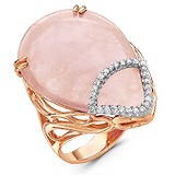 Женское золотое кольцо с бриллиантами и кварцем, 1553431