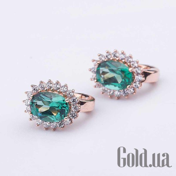 

Серьги Украина, Золотые серьги с куб. циркониями и празиолитами