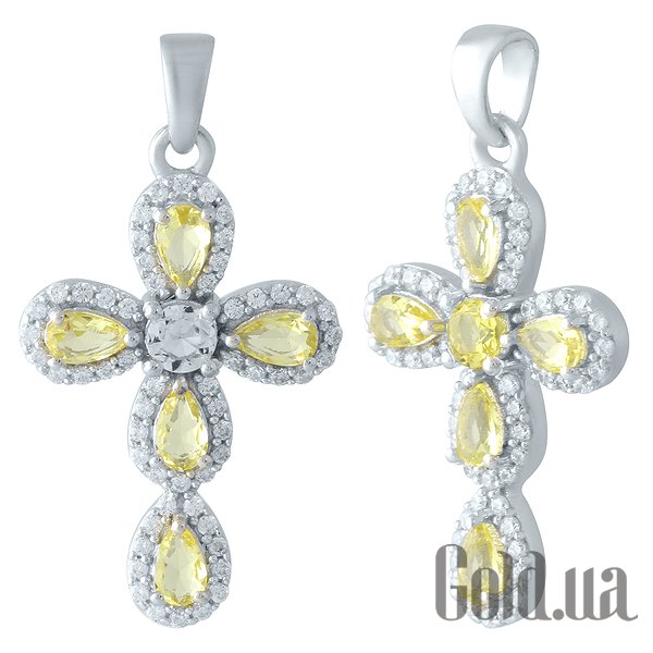 

Кулон-крестик Fresh Jewelry, Серебряный кулон с синт. цитринами и куб. циркониями