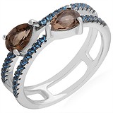 Женское серебряное кольцо с кварцем и куб. циркониями, 1665815