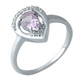 Женское серебряное кольцо с аметистом и куб. циркониями, 1700375