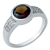 Женское серебряное кольцо с куб. циркониями и гранатом, 1750295