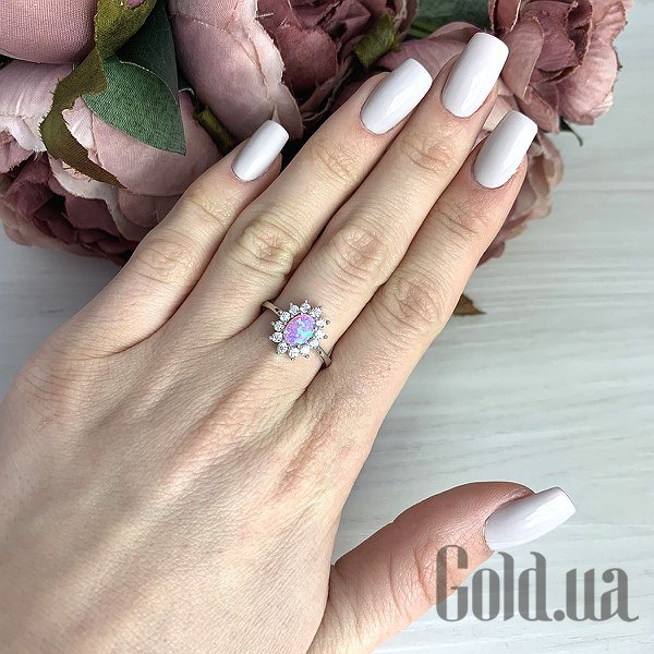 Каблучка Fresh Jewelry Жіноча срібна каблучка з куб. цирконіями і опалом, 18.5