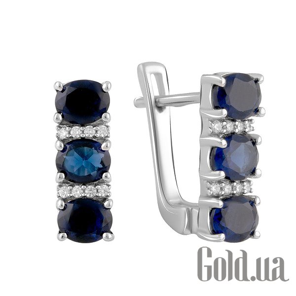 

Серьги Fresh Jewelry, Серебряные серьги с куб. циркониями и синт. сапфирами