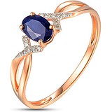 Женское золотое кольцо с бриллиантами и сапфиром, 1555224