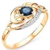 Женское золотое кольцо с бриллиантами и сапфиром, 1628696