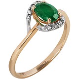 Женское золотое кольцо с изумрудом и бриллиантами, 1672984