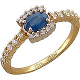 Женское золотое кольцо с бриллиантами и сапфиром, 1685016