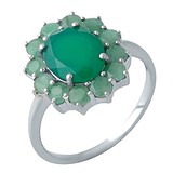 Женское серебряное кольцо с изумрудами и агатом, 1690648