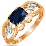 Женское золотое кольцо с бриллиантами и сапфиром, 1700888