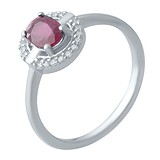 Женское серебряное кольцо с рубином и куб. циркониями, 1730584