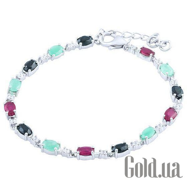 

Женские браслеты Fresh Jewelry, Женский серебряный браслет с сапфирами, изумрудами, рубинами и куб. циркониями, 18