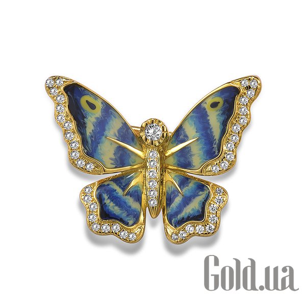 

Броши Lurie Jewelry, Серебряная брошь с куб. циркониями и эмалью