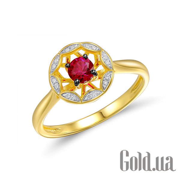 

Кольцо Lurie Jewelry, Женское золотое кольцо с бриллиантами и гранатом, 16