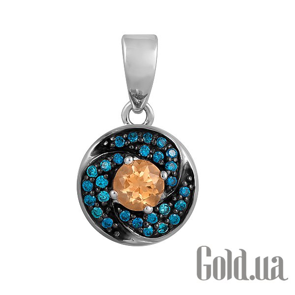 

Женский кулон Lurie Jewelry, Золотой кулон с цитрином и куб.циркониями