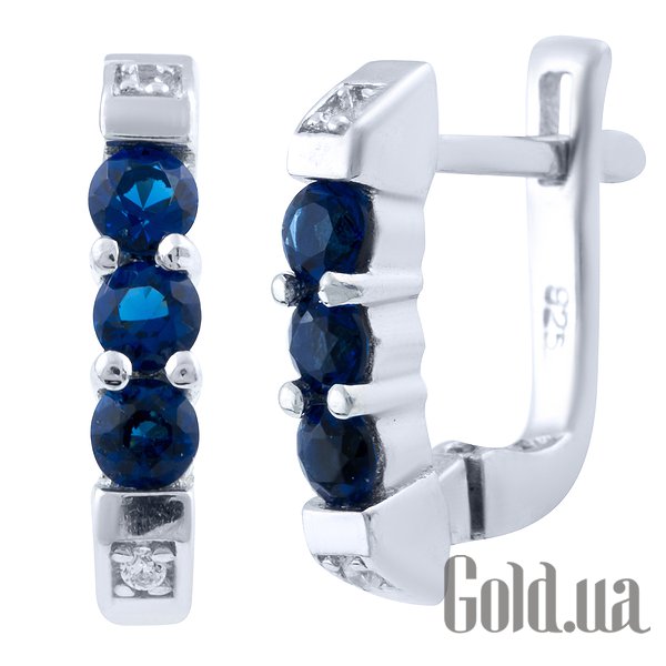 

Серьги Fresh Jewelry, Серебряные серьги с синт. сапфирами и куб. циркониями