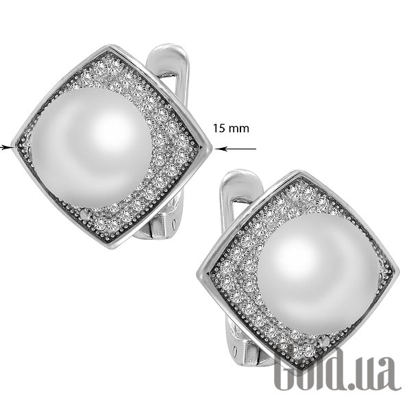 Сережки Lurie Jewelry Срібні сережки з перлами і куб. цирконіями