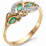 Женское золотое кольцо с бриллиантами и изумрудами, 1553689