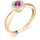 Женское золотое кольцо с бриллиантами и рубином, 1606425