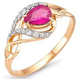 Женское золотое кольцо с бриллиантами и рубином, 1612313