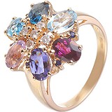 Женское золотое кольцо с бриллиантами, сапфирами и куб. циркониями, 1625369