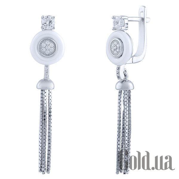 

Серьги с подвесками Fresh Jewelry, Серебряные серьги с керамикой и куб. циркониями