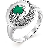 Женское серебряное кольцо с куб. циркониями и агатом, 1646361