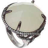 Женское серебряное кольцо с куб. циркониями и жадеитом, 1669913