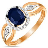 Женское золотое кольцо с бриллиантами и сапфиром, 1700889