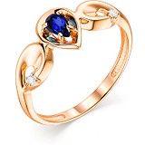 Женское золотое кольцо с сапфиром и бриллиантами, 1703705