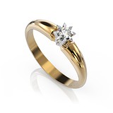 Золотое кольцо с бриллиантом, 1704473
