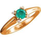 Женское золотое кольцо с бриллиантами и изумрудом, 1705753