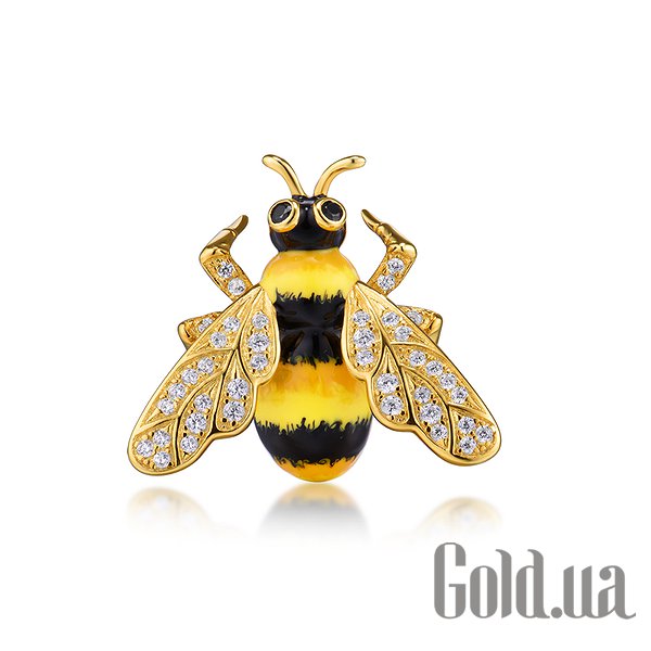 Брошки Lurie Jewelry Срібна брошка з куб. цирконіями, шпинелью і емаллю