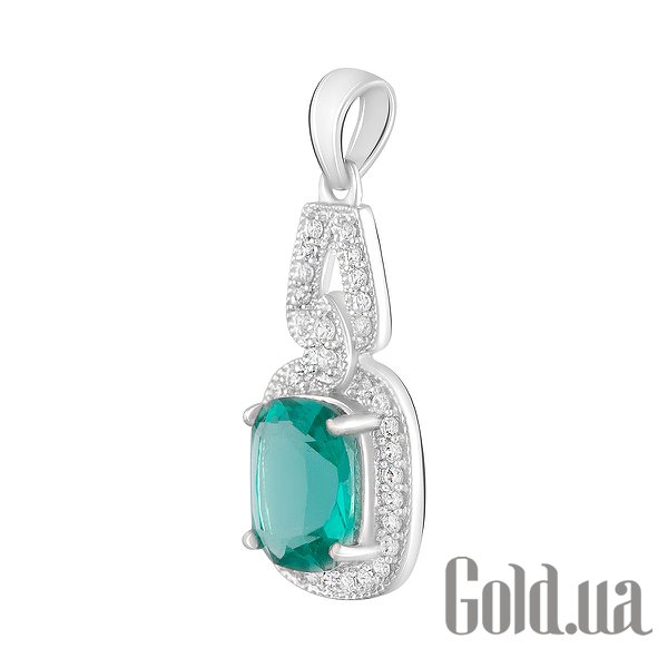 Жіночі кулони Fresh Jewelry Срібний кулон з куб. цирконіями і синт. смарагдом
