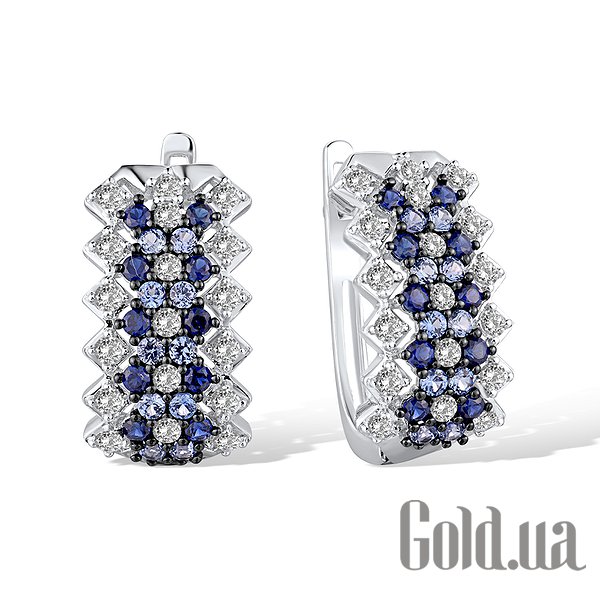 

Серьги Lurie Jewelry, Золотые серьги с бриллиантами и сапфирами