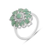Женское серебряное кольцо с куб. циркониями и изумрудами (2152880), фотографии