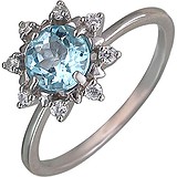 Женское серебряное кольцо с куб. циркониями и топазом, 1617690