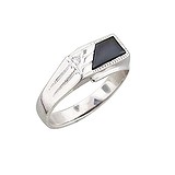 Мужское серебряное кольцо с куб. цирконием и ониксом, 1622554