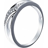 Серебряное обручальное кольцо с бриллиантами, 1646106