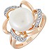 Женское золотое кольцо с жемчугом и куб. циркониями - фото 1