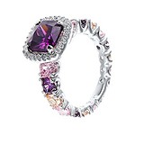 Женское серебряное кольцо с куб. циркониями и ювелирным стеклом, 1676570