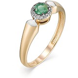 Женское золотое кольцо с изумрудом и бриллиантами, 1684762