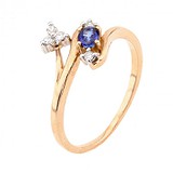 Женское золотое кольцо с сапфиром и бриллиантами, 1730586